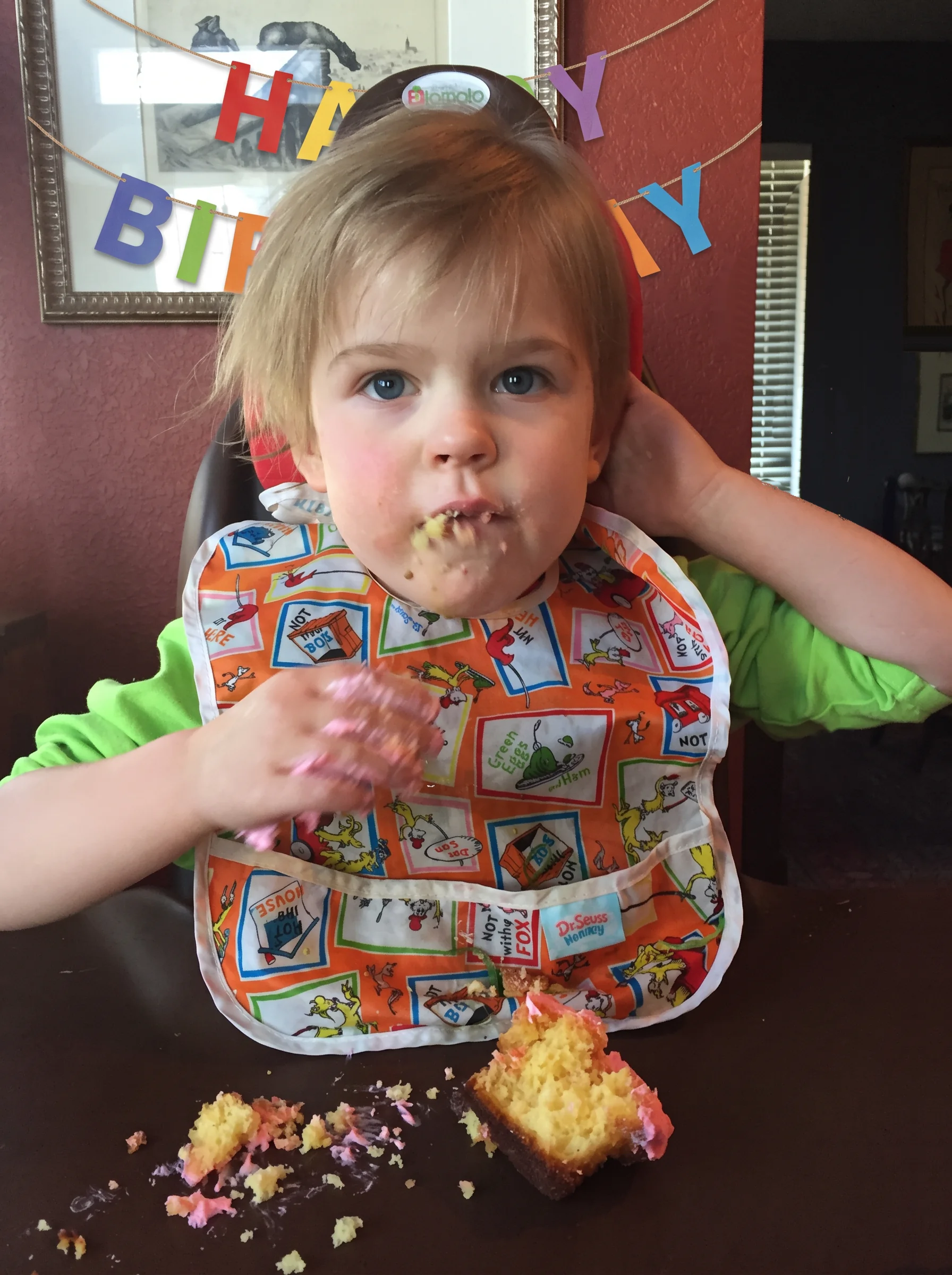 kcnq2 kiddo eating birthday cupcake